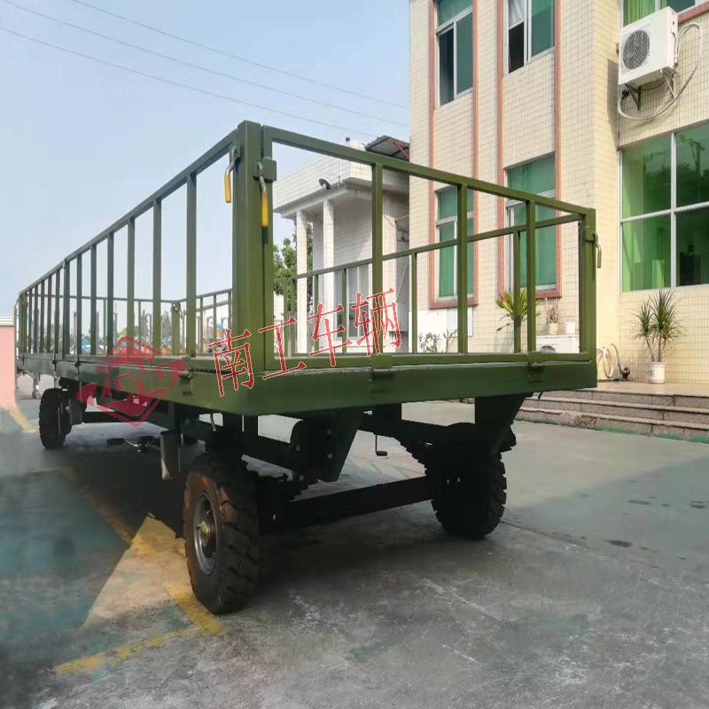 5吨护栏华体会（中国） 全挂底盘拖车 军绿色